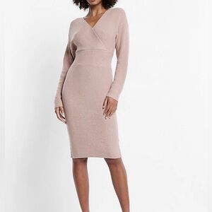 Express Ribbed Knit V-neck Midi Dress Size XS